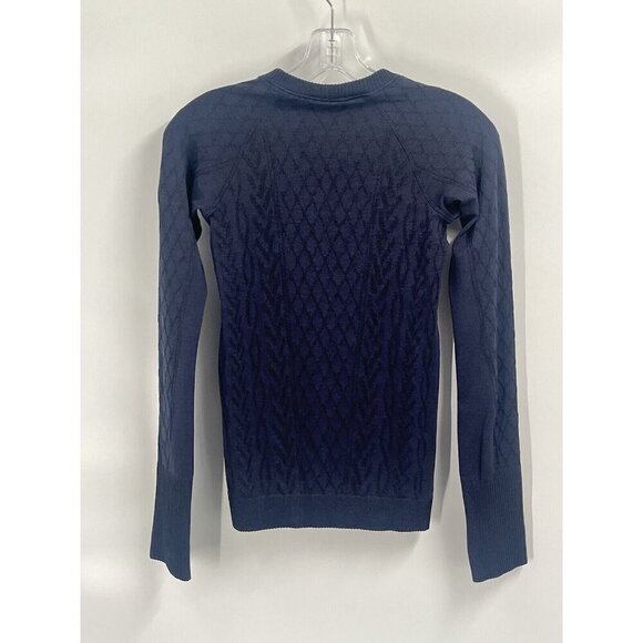 Lululemon Rest Less Pullover Navy Blue Textured Baselayer thumbholes long sleeve - Picture 6 of 6